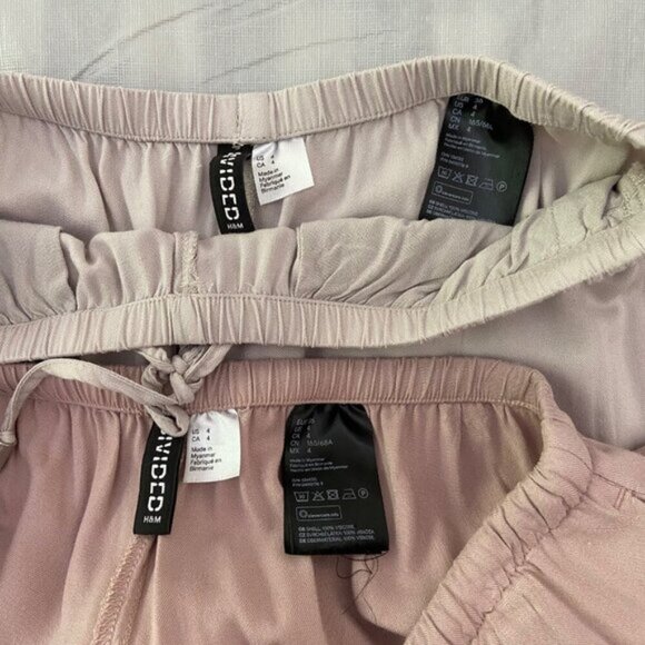 H&M Women's Jogger Pants 2 pairs bundle Lightweight Beige & Pink Size 4 elastic - Picture 4 of 6
